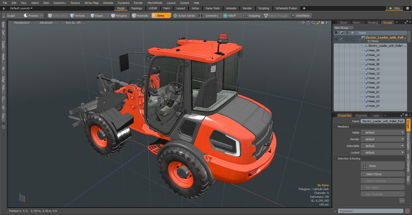 Electric Loader with Pallet Fork 3D