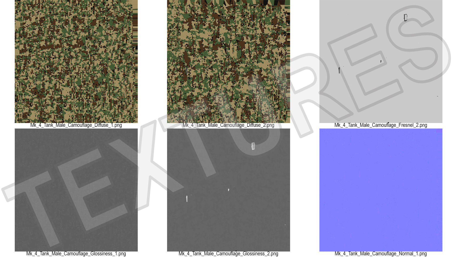 3D Tank MK 4 Male Camouflage Color