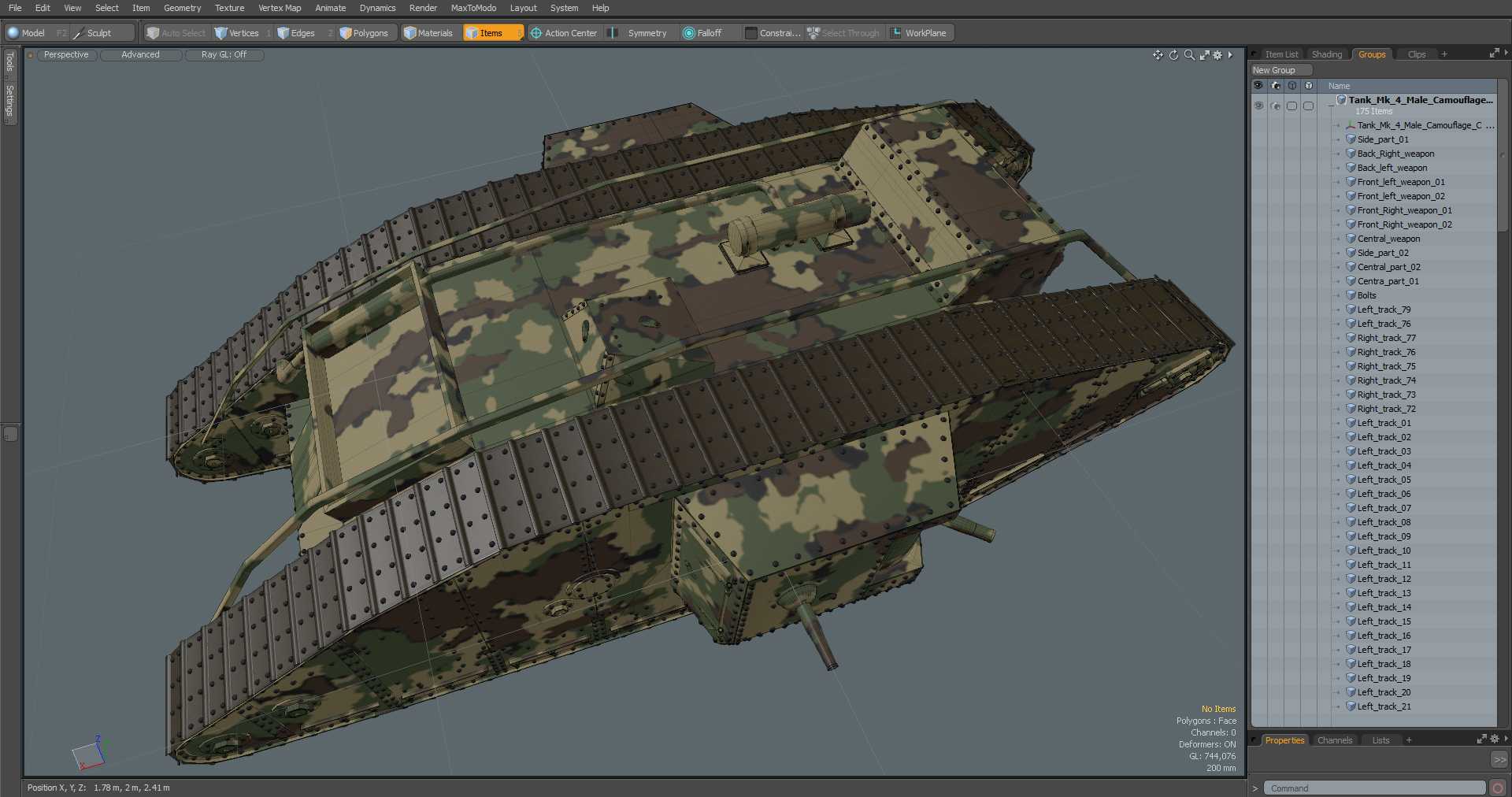 3D Tank MK 4 Male Camouflage Color