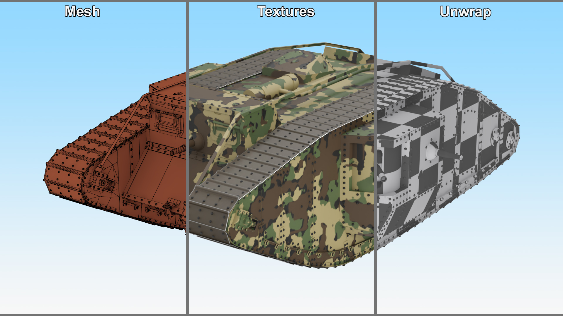 3D Tank MK 4 Male Camouflage Color