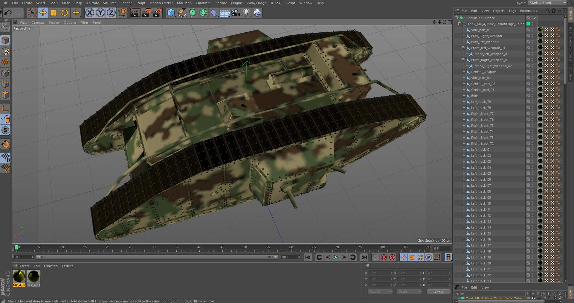 3D Tank MK 4 Male Camouflage Color