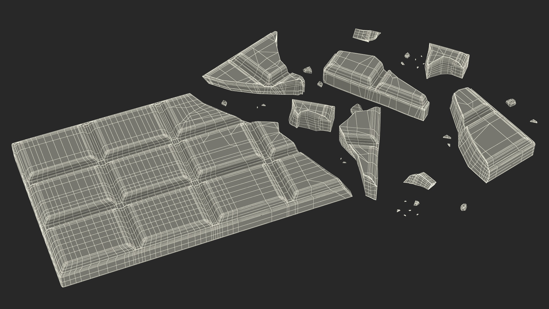 3D Broken White Chocolate Bar