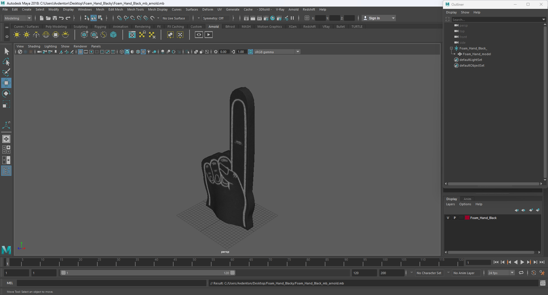 3D model Foam Hand Black