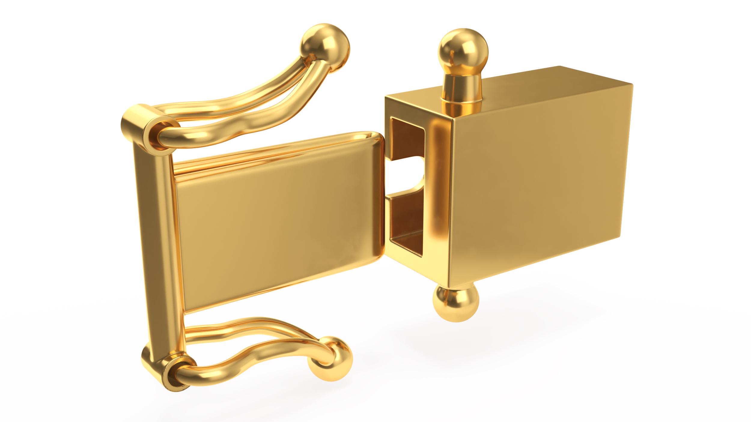 3D Yellow Gold Push Button Box Clasp model