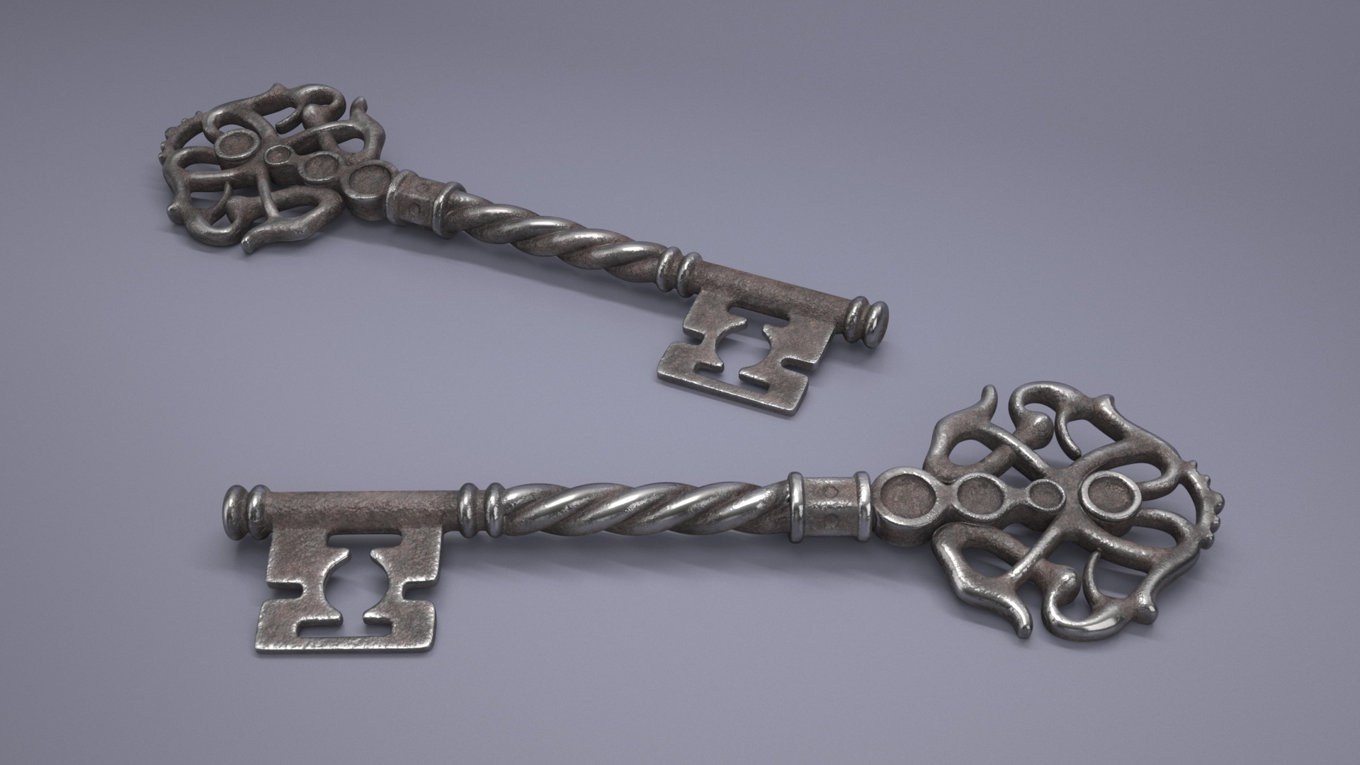 3D Fantasy Skeleton Key Steel