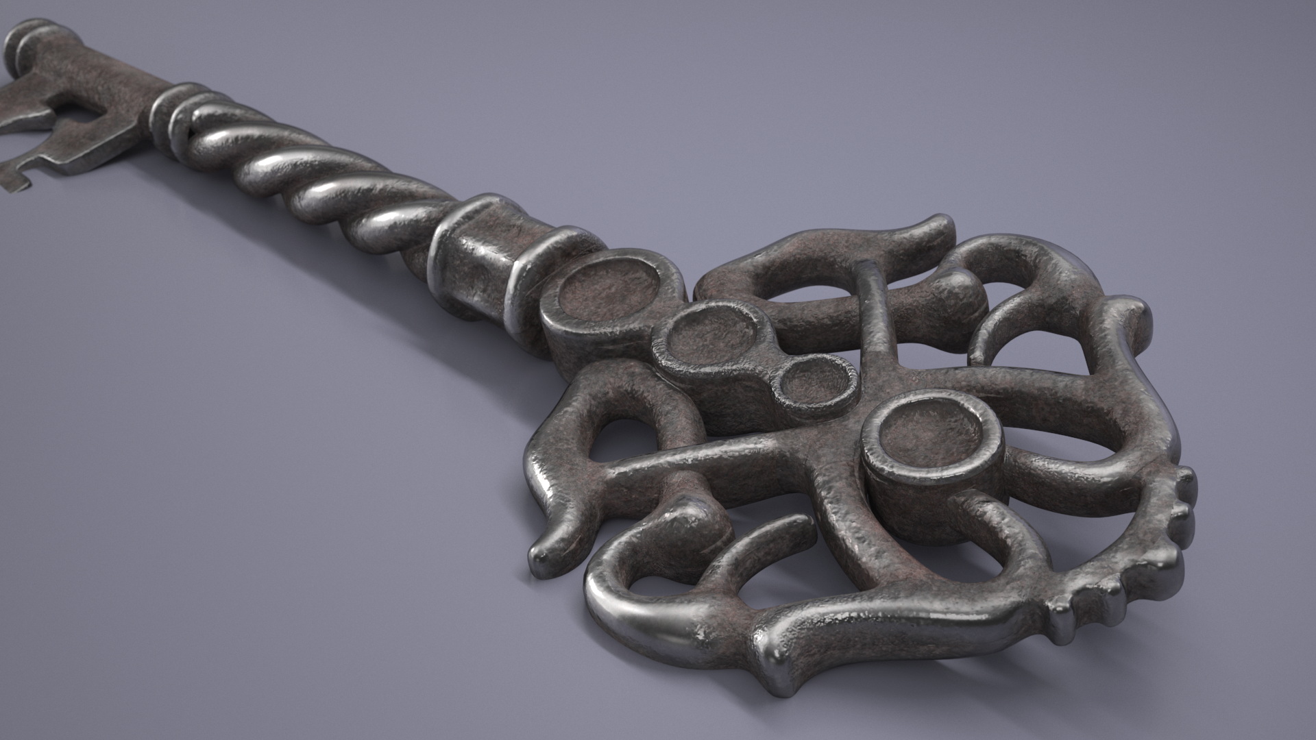 3D Fantasy Skeleton Key Steel