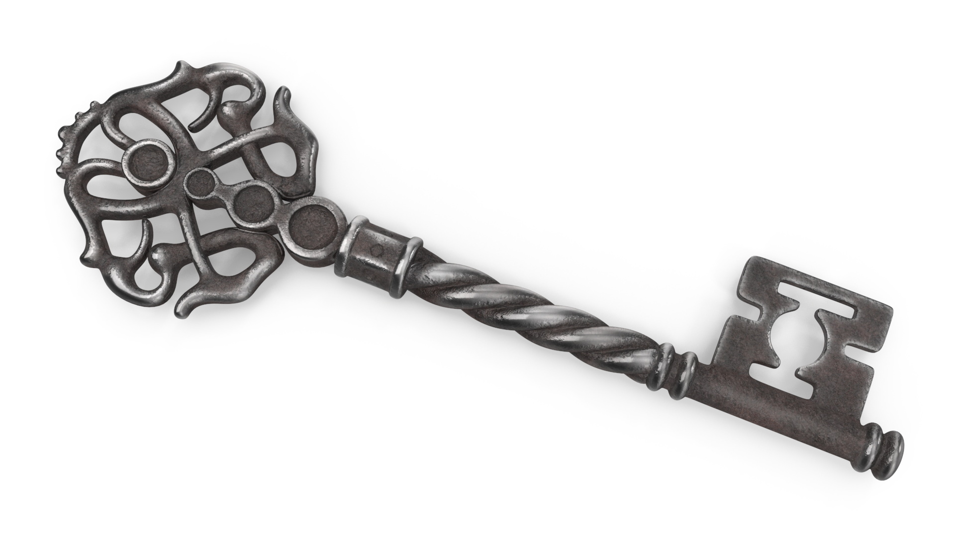 3D Fantasy Skeleton Key Steel