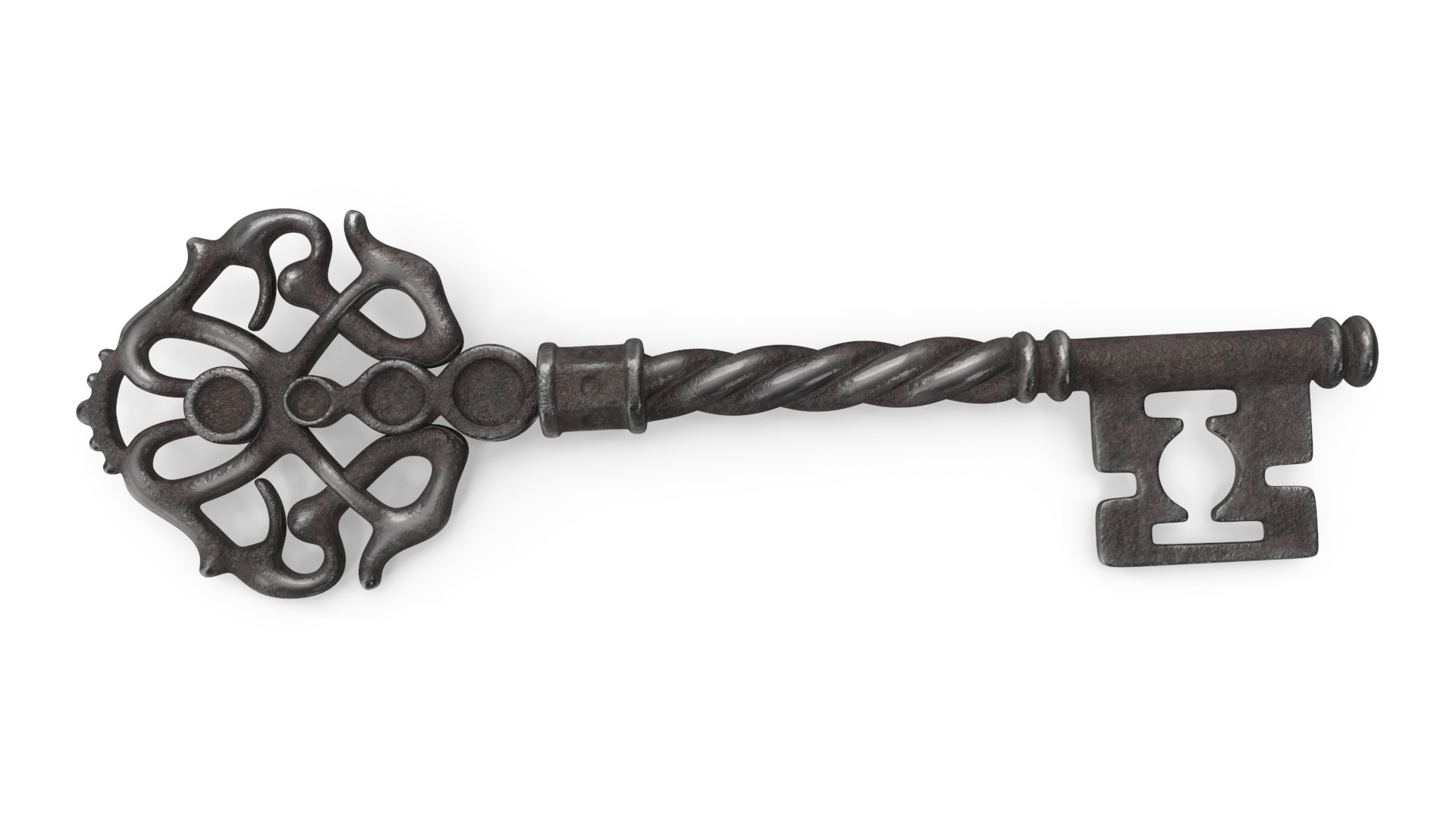 3D Fantasy Skeleton Key Steel