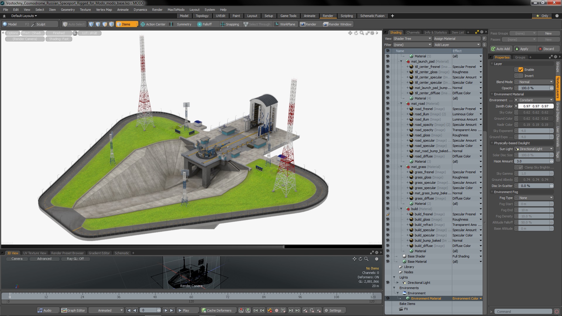 Vostochny Cosmodrome Russian Spaceport Rigged for Modo 3D model