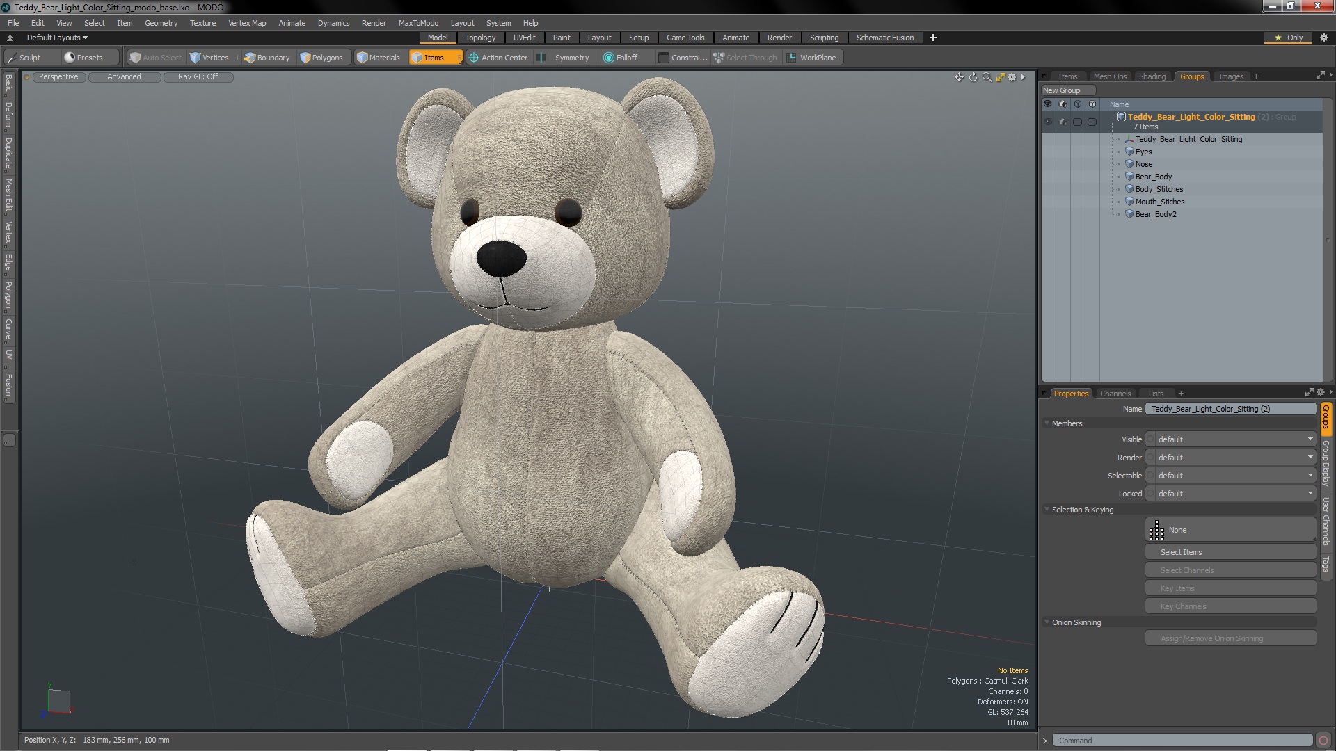 3D model Teddy Bear Light Color Sitting