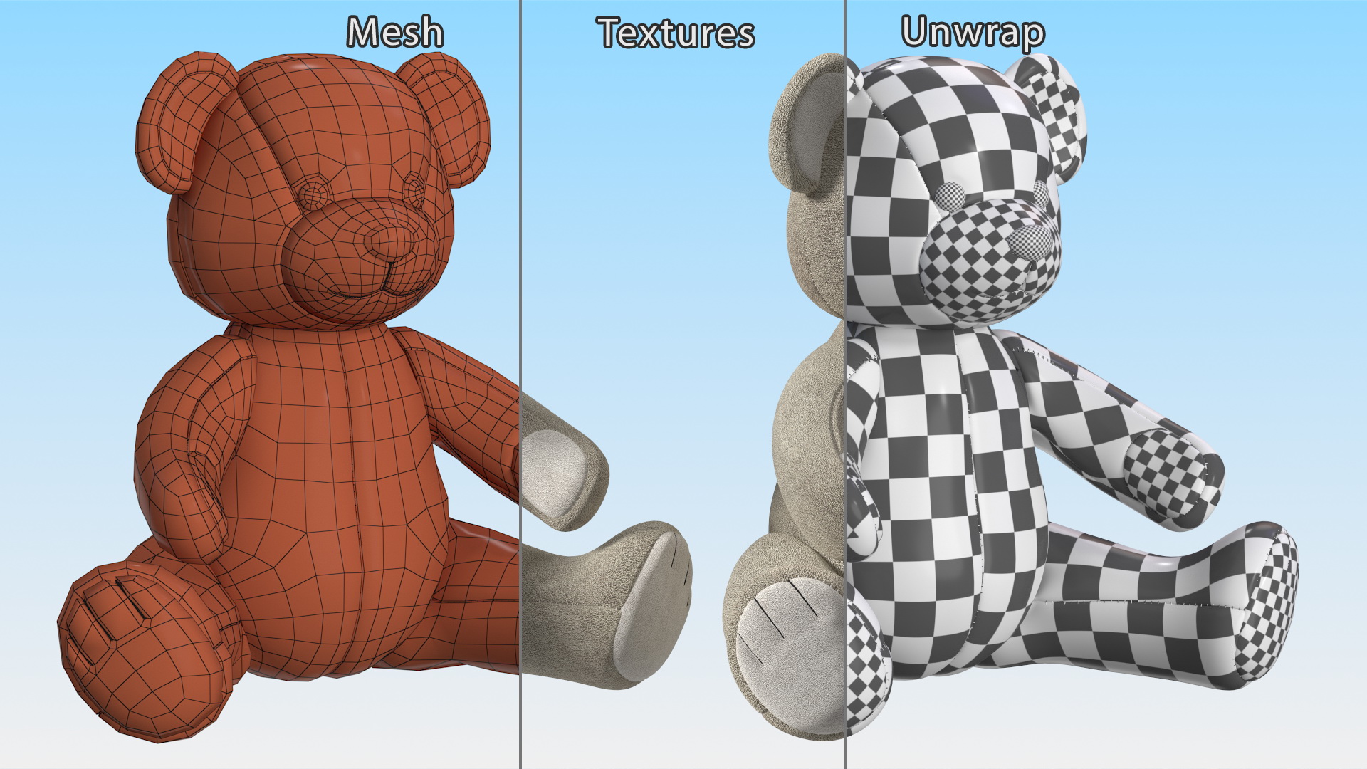 3D model Teddy Bear Light Color Sitting