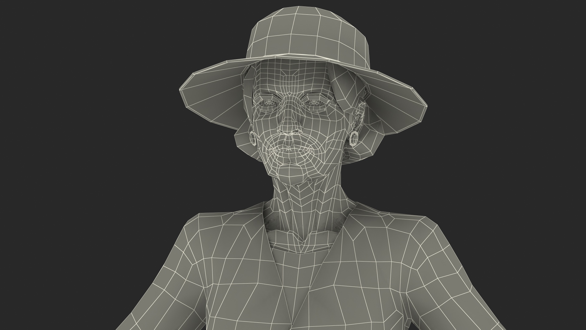 3D model Elderly Woman wearing Party Dress T Pose