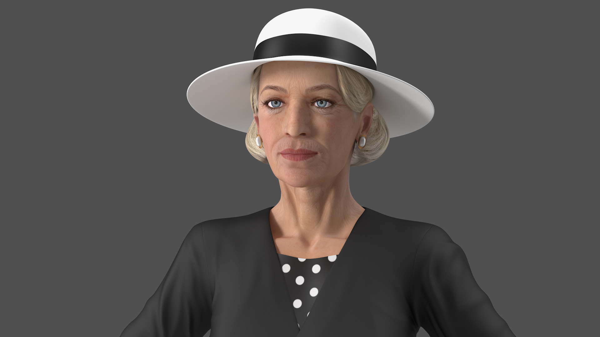3D model Elderly Woman wearing Party Dress T Pose