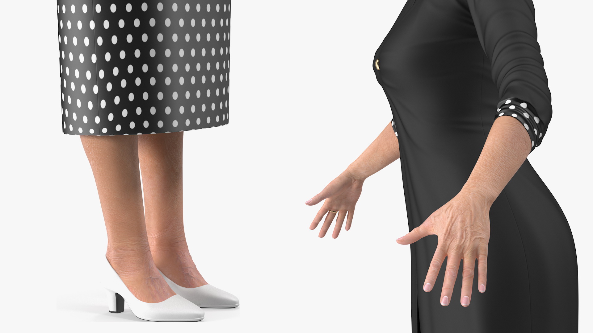 3D model Elderly Woman wearing Party Dress T Pose