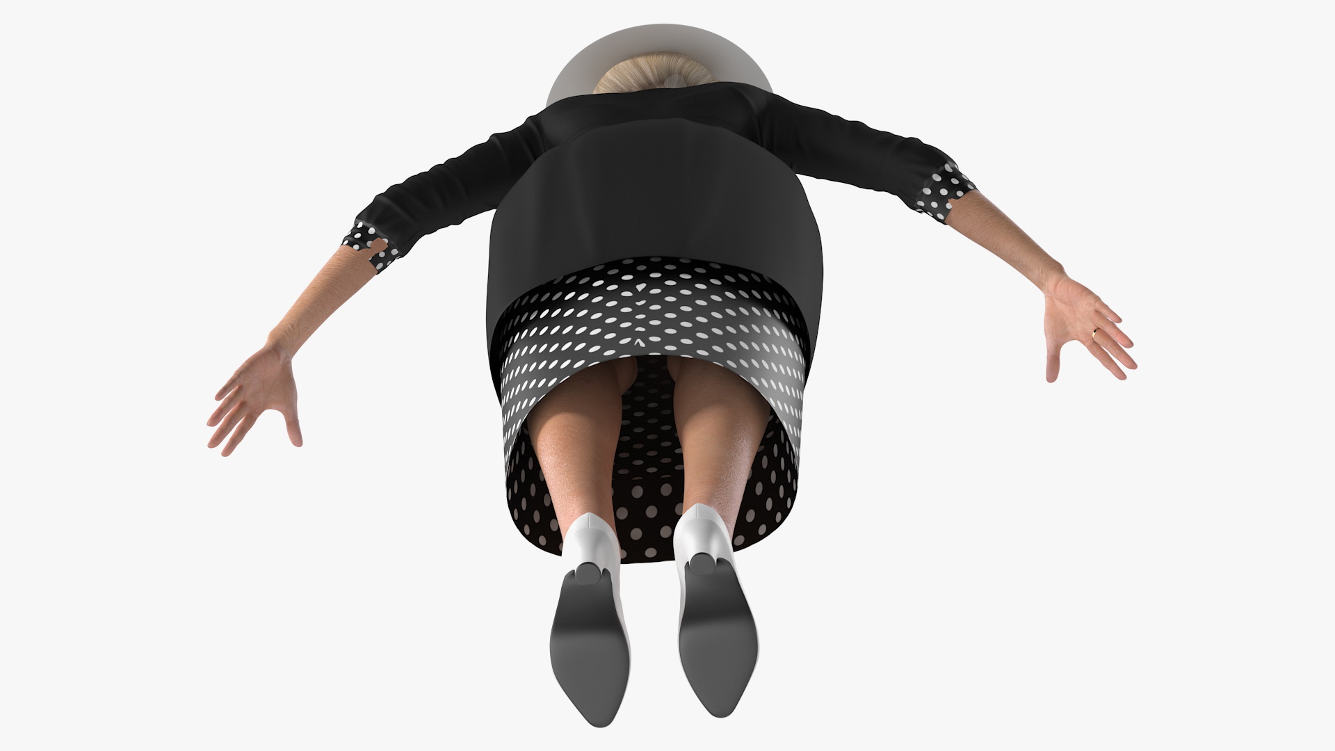 3D model Elderly Woman wearing Party Dress T Pose