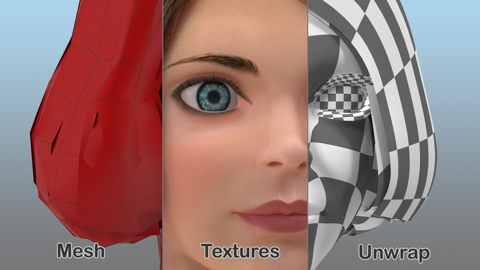 3D Cartoon Young Girl Head model