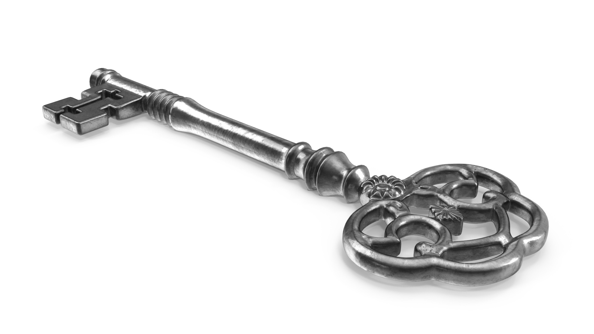 Antique Ornate Skeleton Key Silver for 3D Print 3D