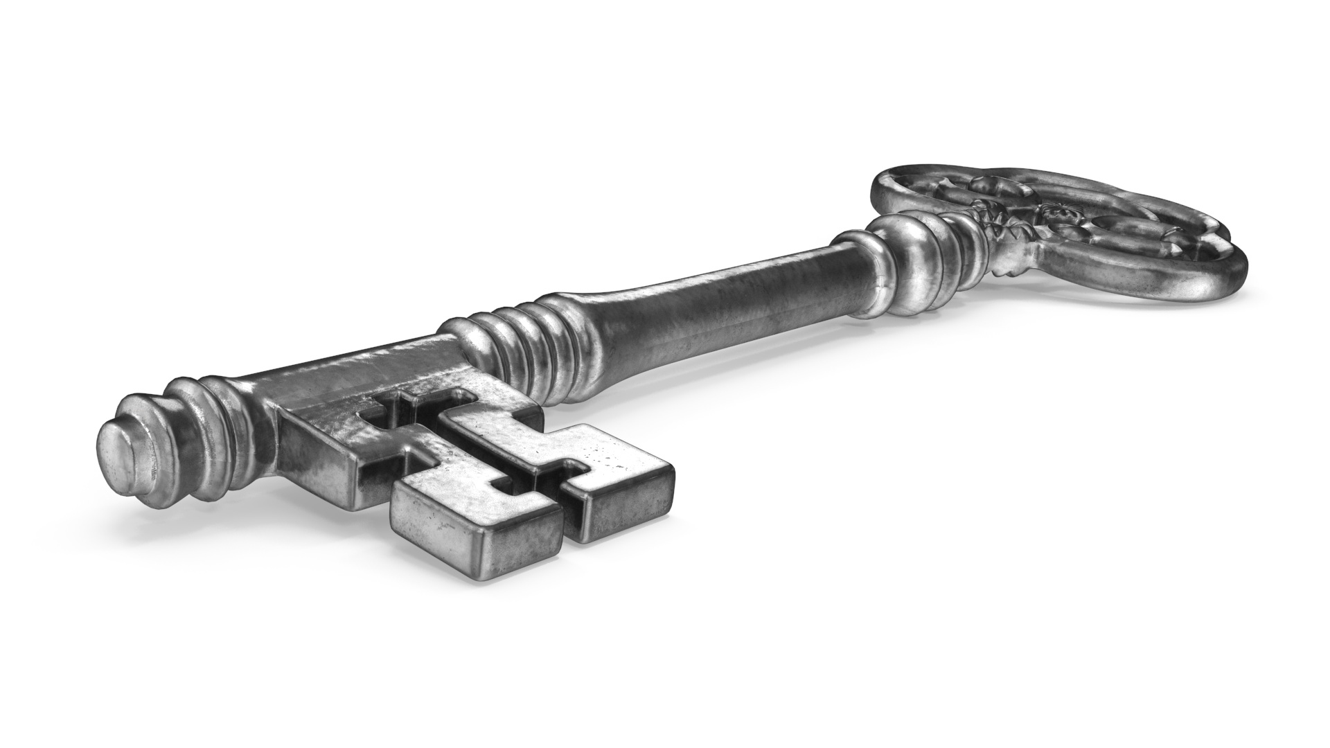 Antique Ornate Skeleton Key Silver for 3D Print 3D