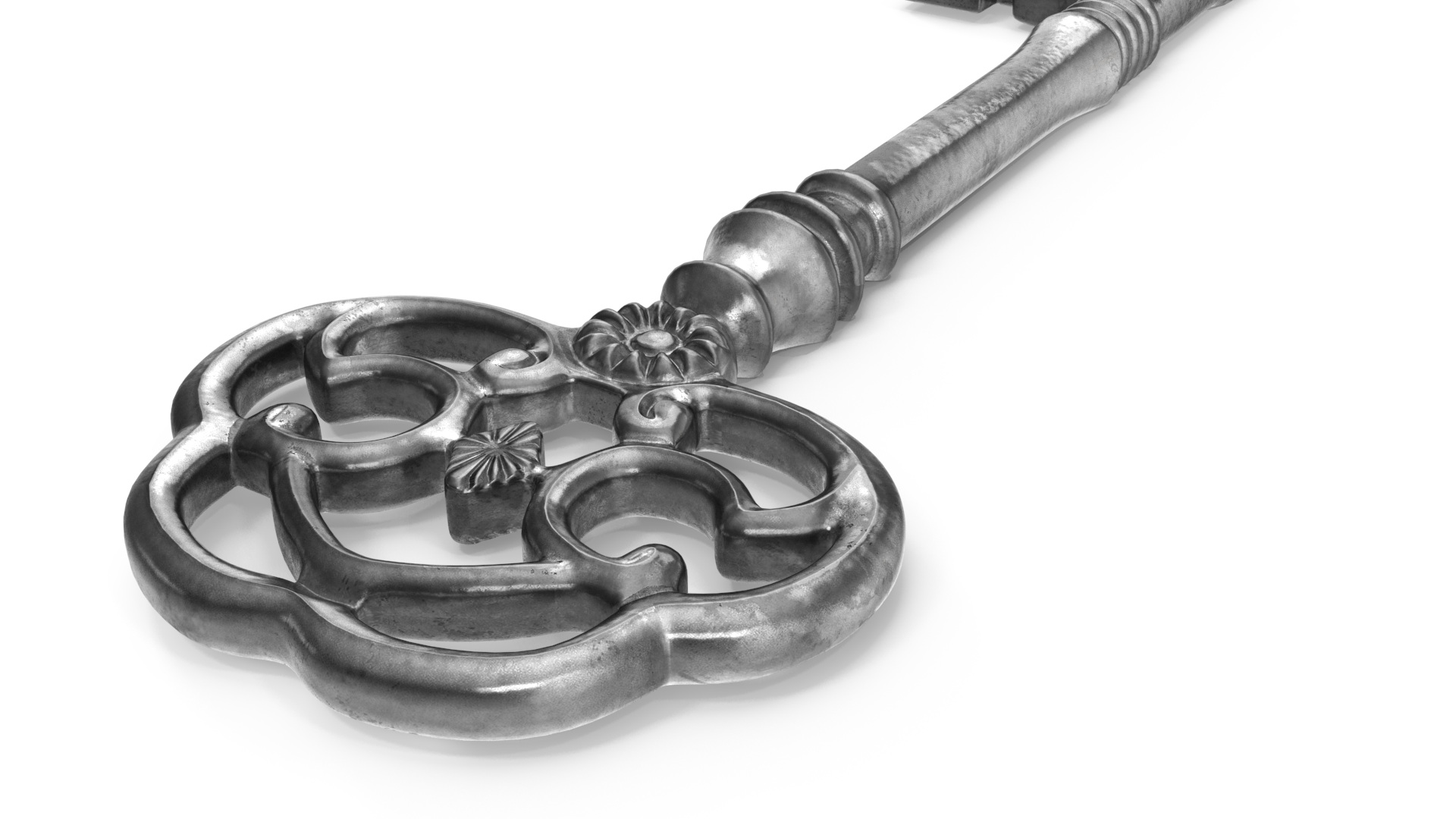 Antique Ornate Skeleton Key Silver for 3D Print 3D