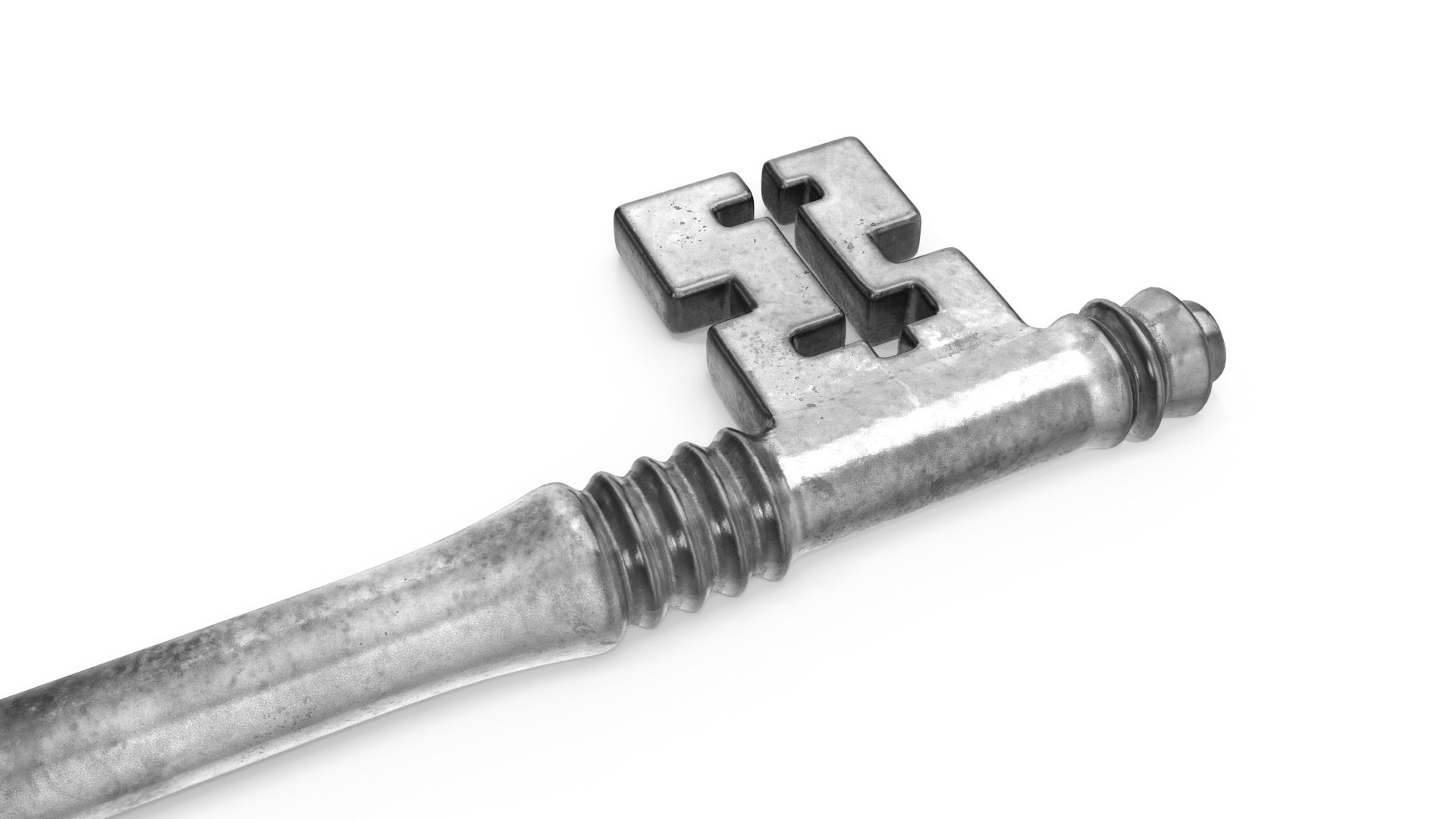 Antique Ornate Skeleton Key Silver for 3D Print 3D