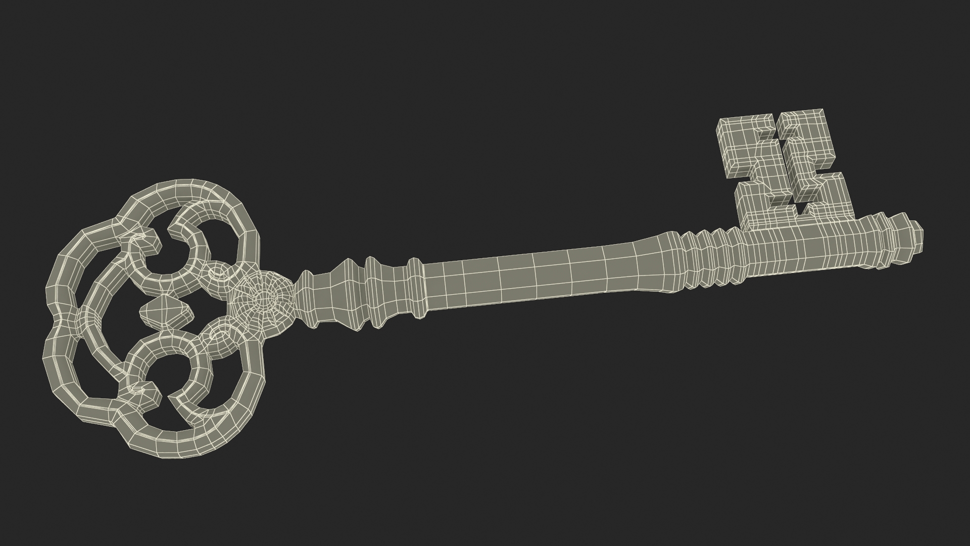 Antique Ornate Skeleton Key Silver for 3D Print 3D
