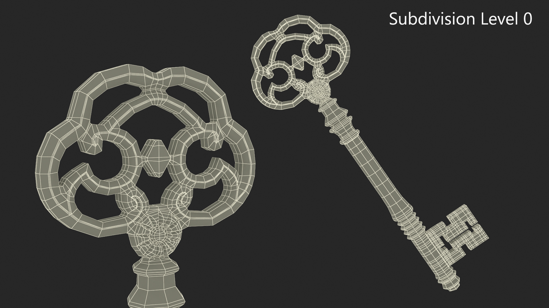 Antique Ornate Skeleton Key Silver for 3D Print 3D