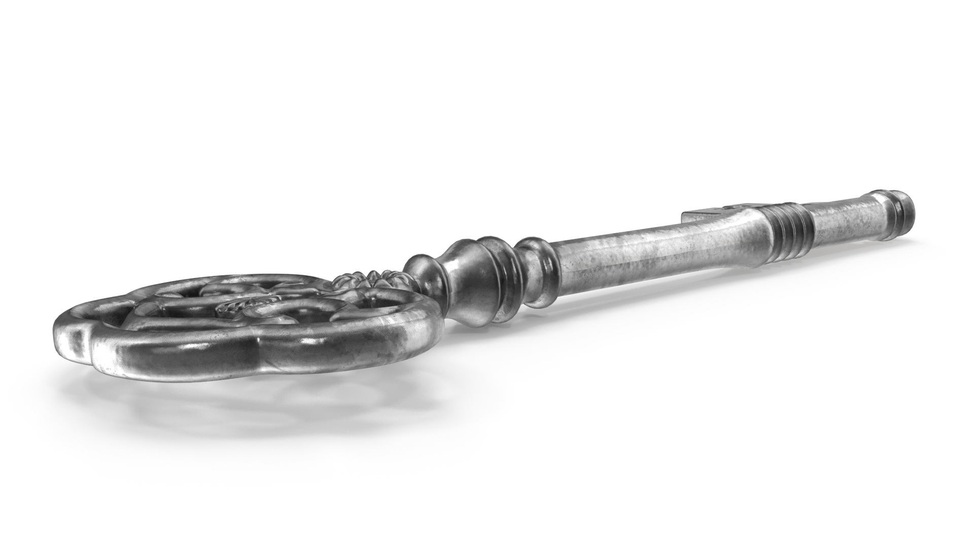 Antique Ornate Skeleton Key Silver for 3D Print 3D