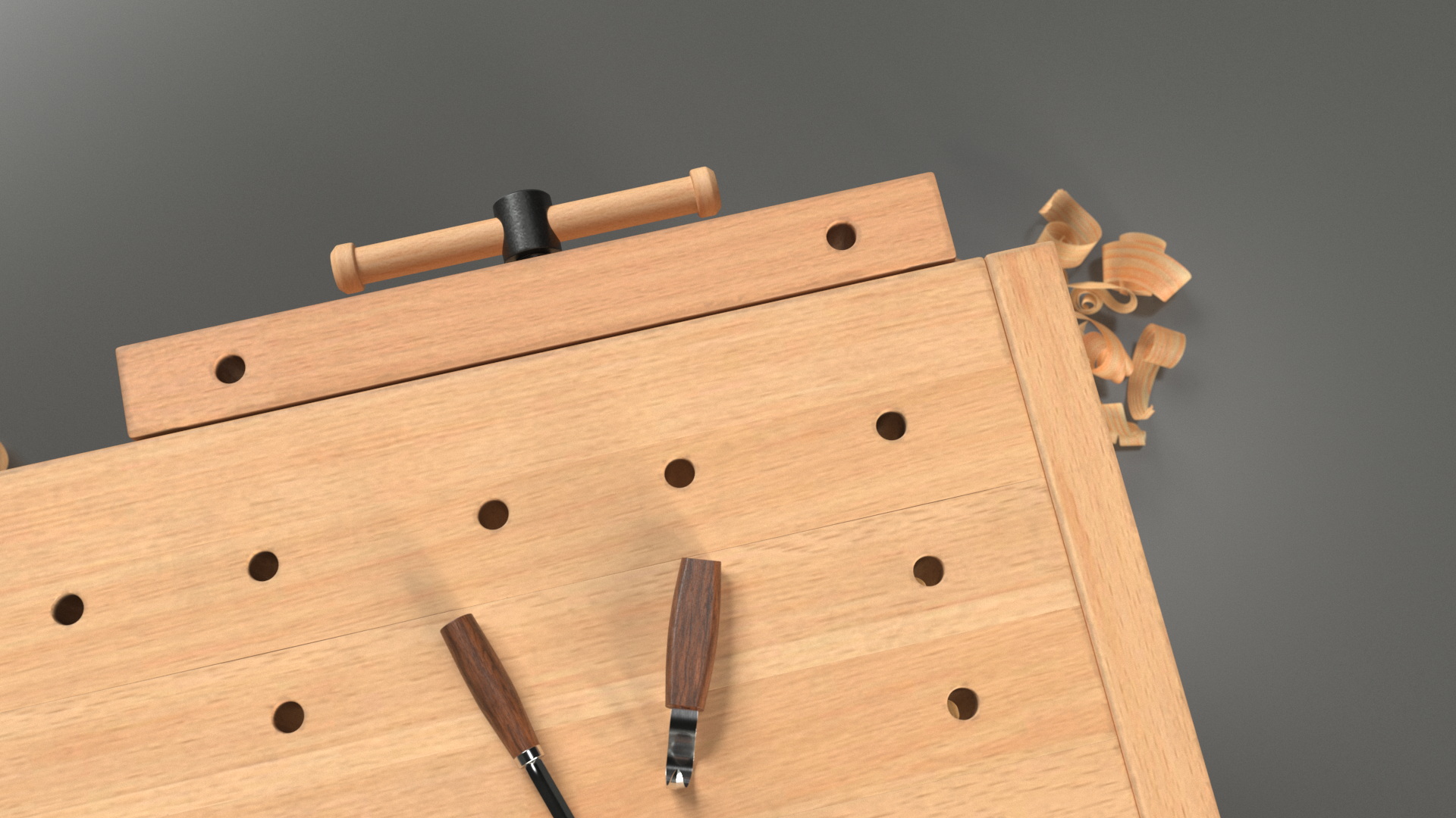 3D Aspen Workbench with Tools and Sawdust model