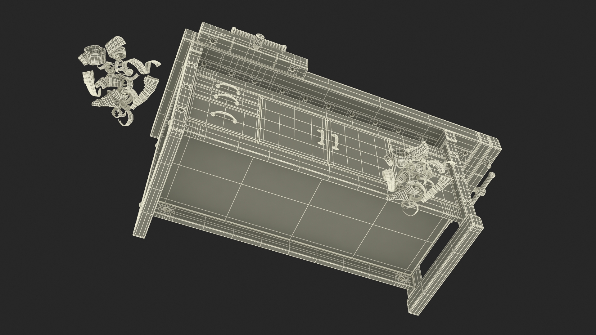 3D Aspen Workbench with Tools and Sawdust model