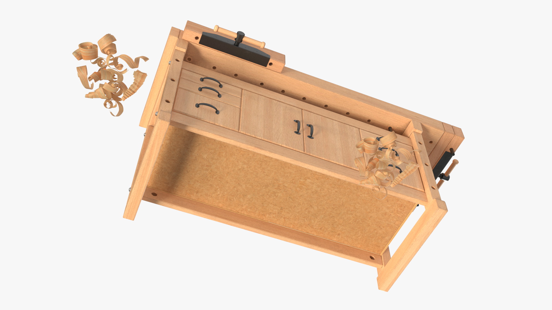 3D Aspen Workbench with Tools and Sawdust model