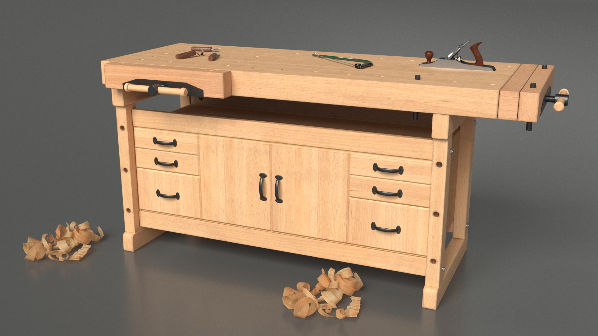 3D Aspen Workbench with Tools and Sawdust model