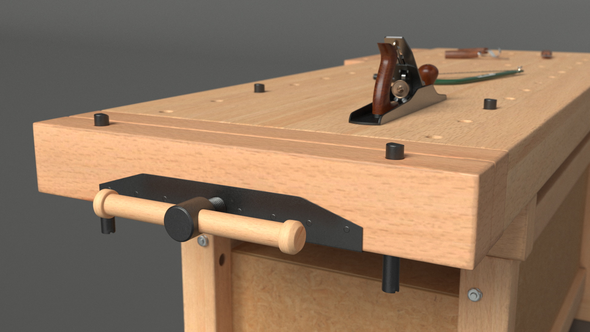 3D Aspen Workbench with Tools and Sawdust model