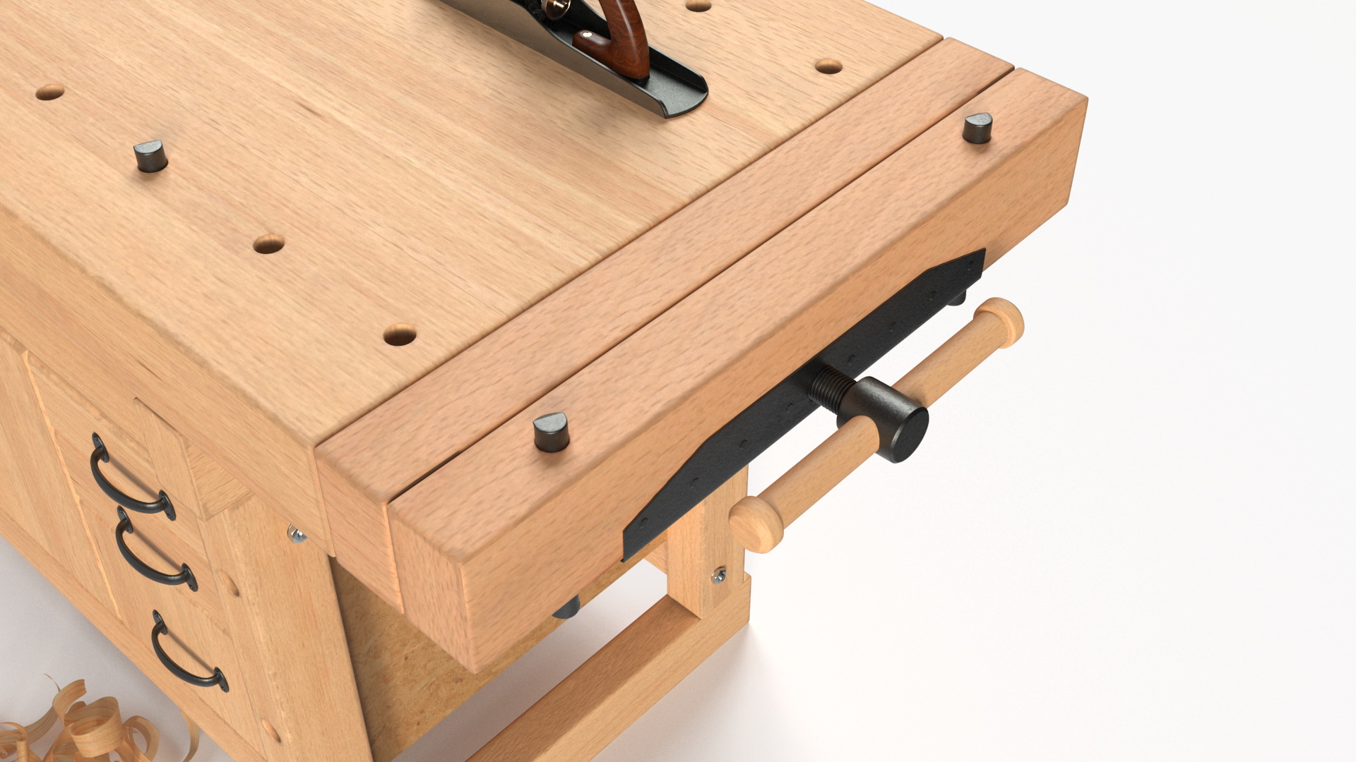3D Aspen Workbench with Tools and Sawdust model