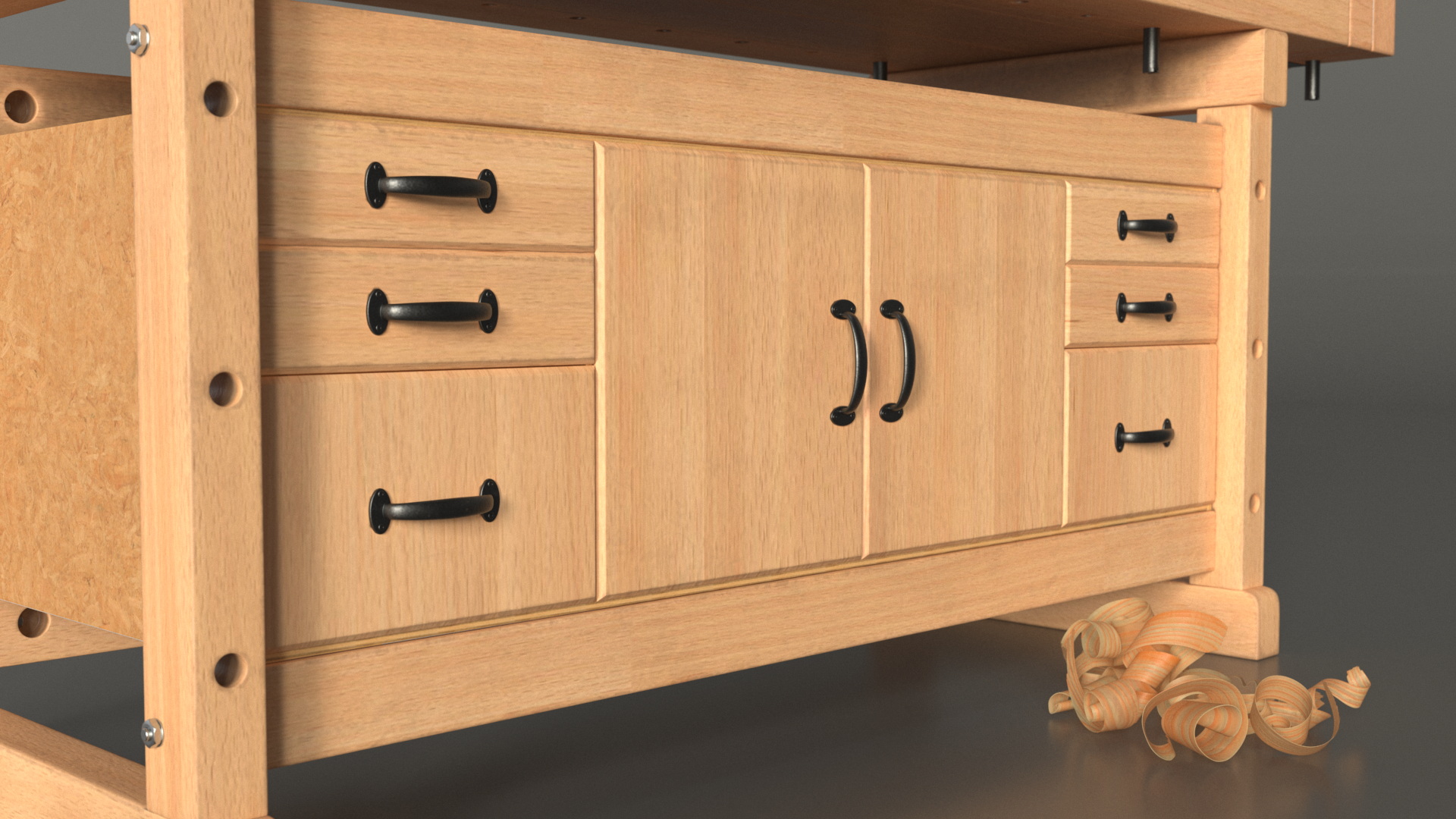 3D Aspen Workbench with Tools and Sawdust model
