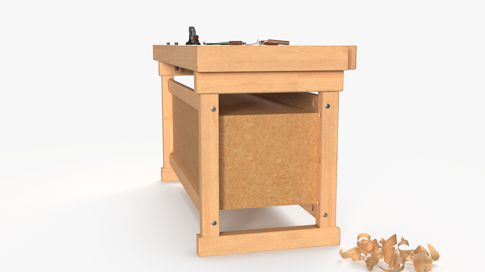 3D Aspen Workbench with Tools and Sawdust model