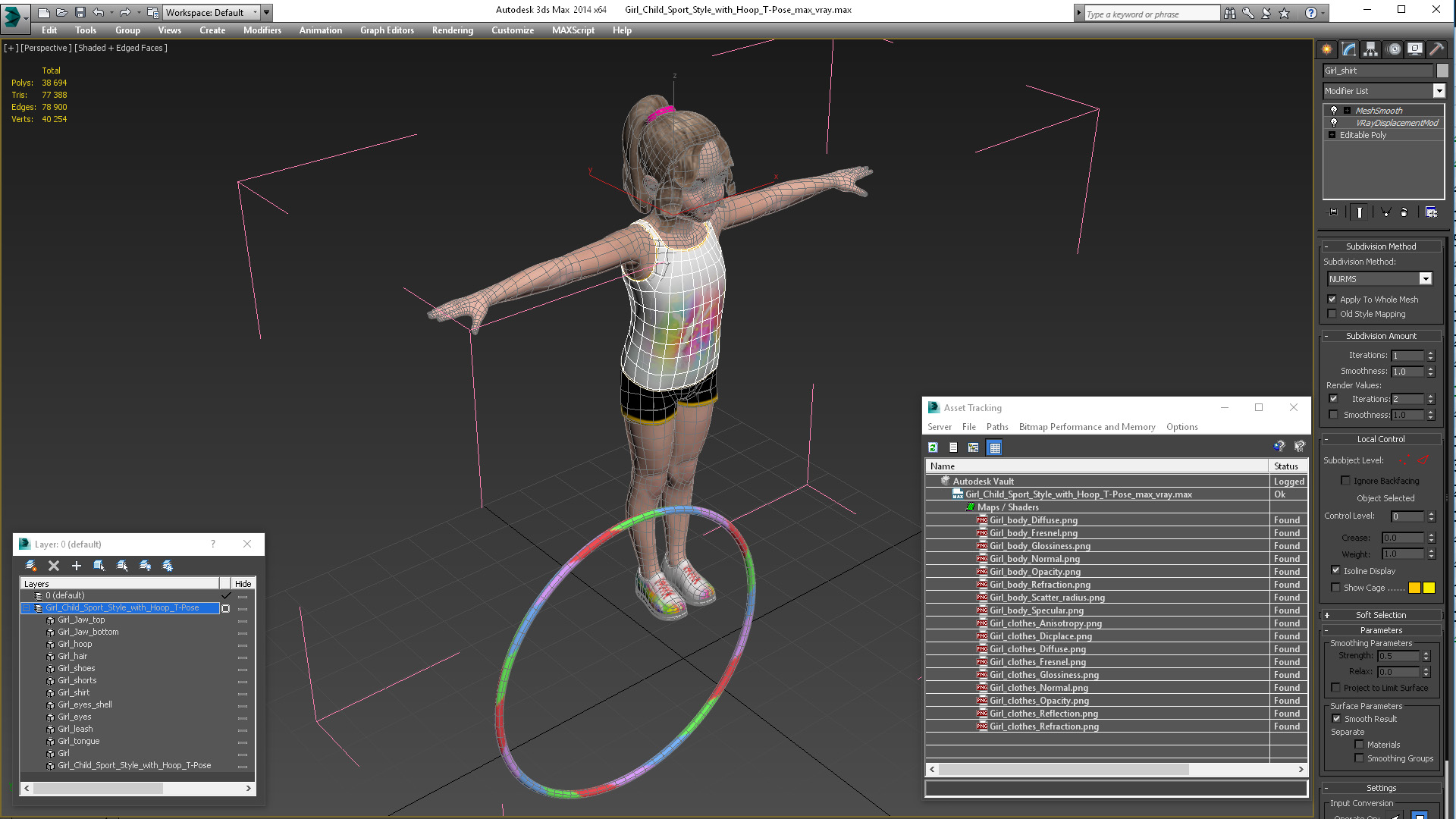 Girl Child Sport Style with Hoop T-Pose 3D model