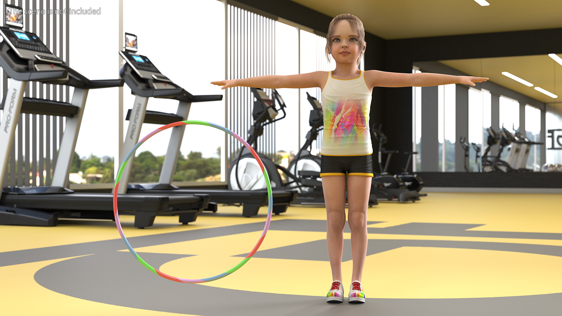 Girl Child Sport Style with Hoop T-Pose 3D model