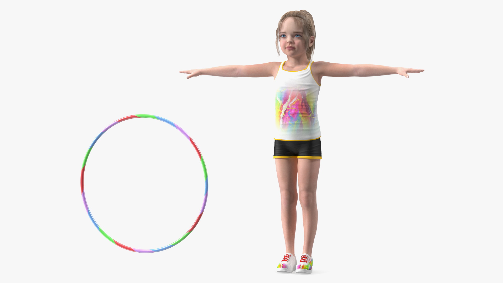 Girl Child Sport Style with Hoop T-Pose 3D model