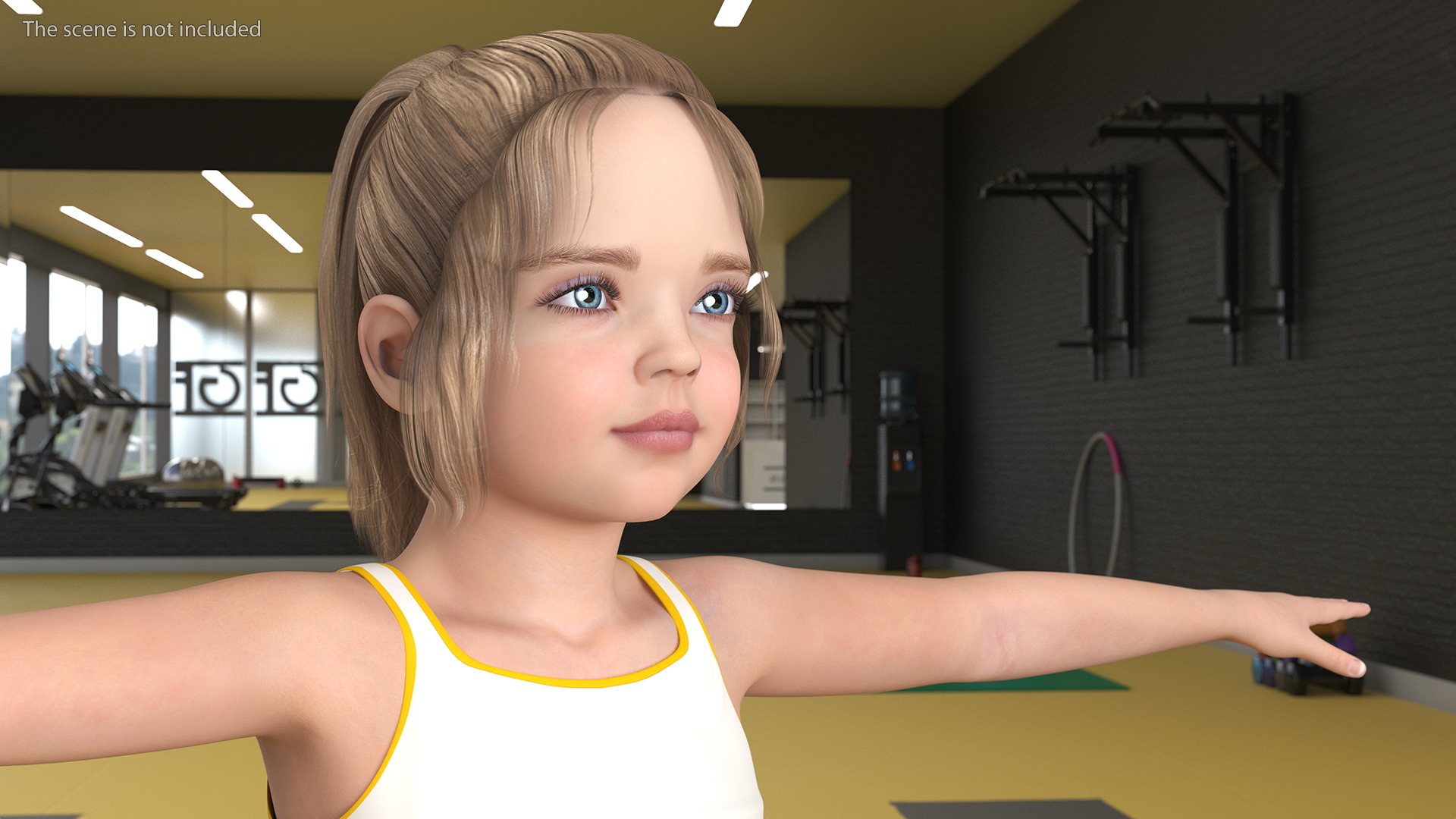 Girl Child Sport Style with Hoop T-Pose 3D model