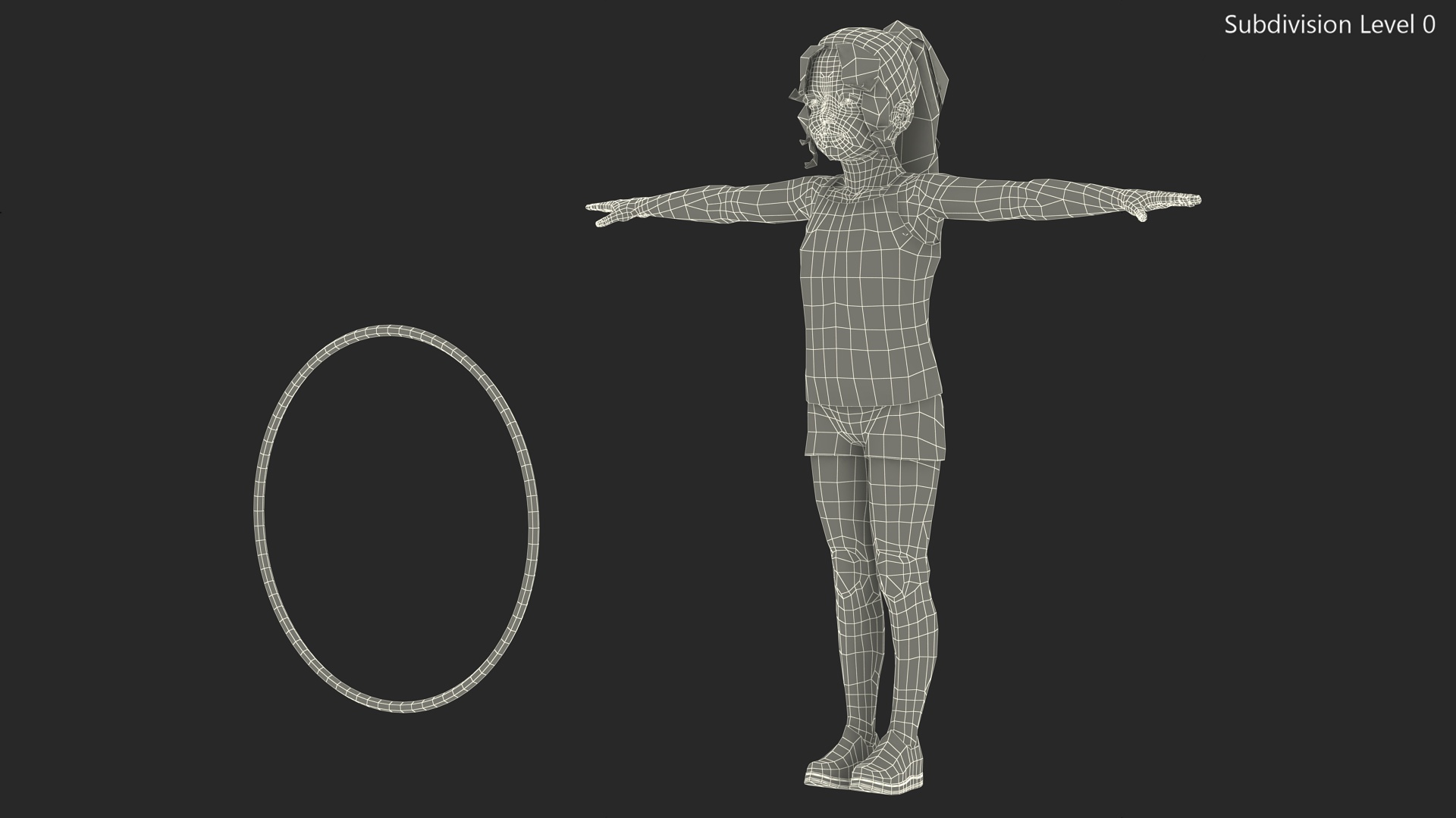 Girl Child Sport Style with Hoop T-Pose 3D model