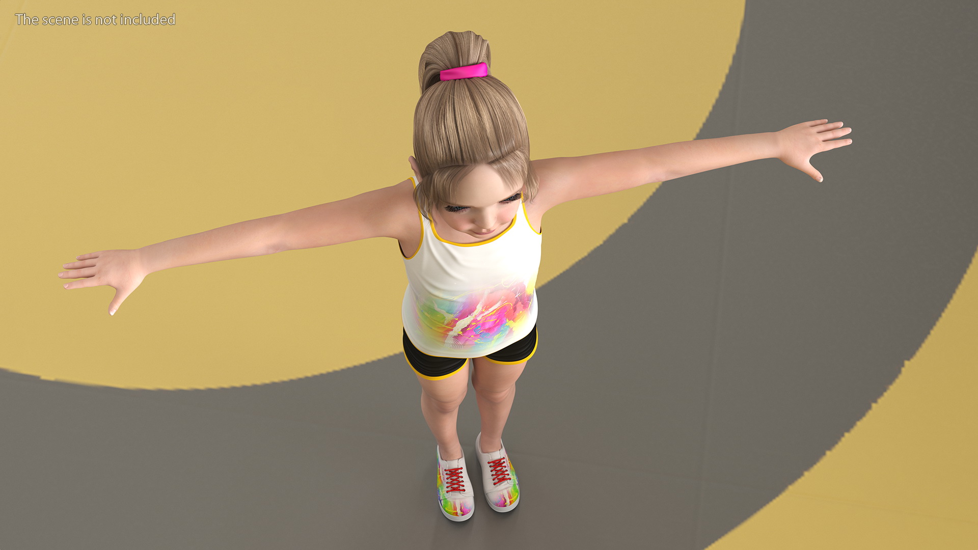 Girl Child Sport Style with Hoop T-Pose 3D model