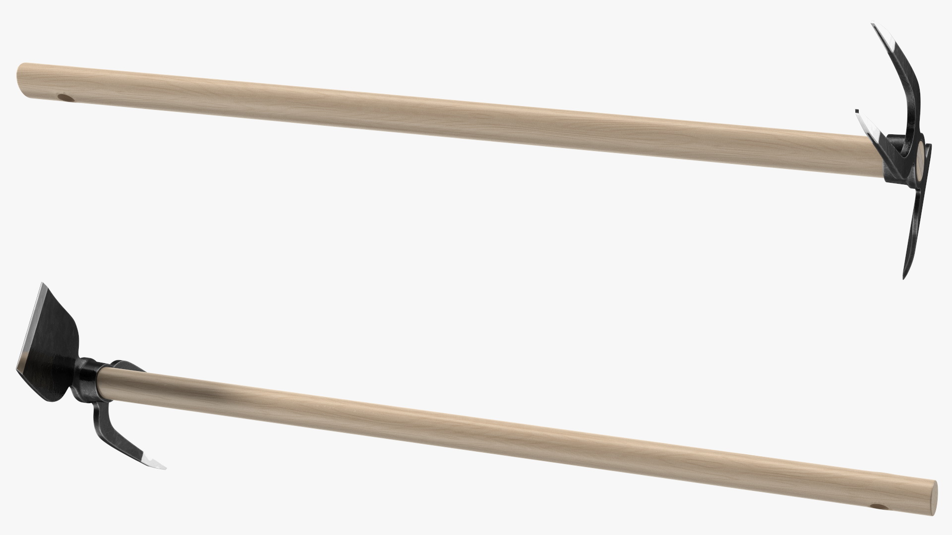 Cultivating Hoe on Wooden Handle 3D