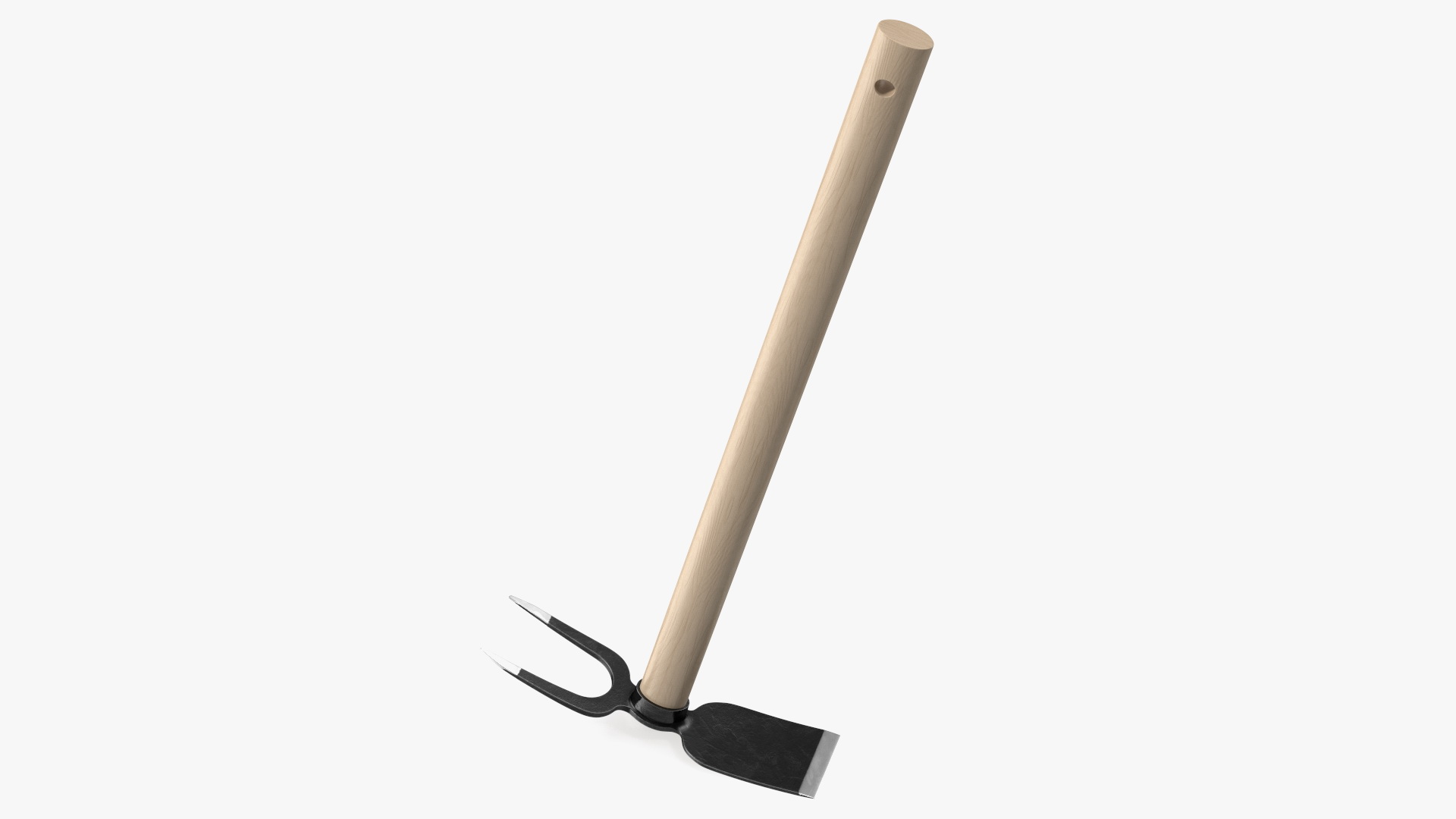 Cultivating Hoe on Wooden Handle 3D