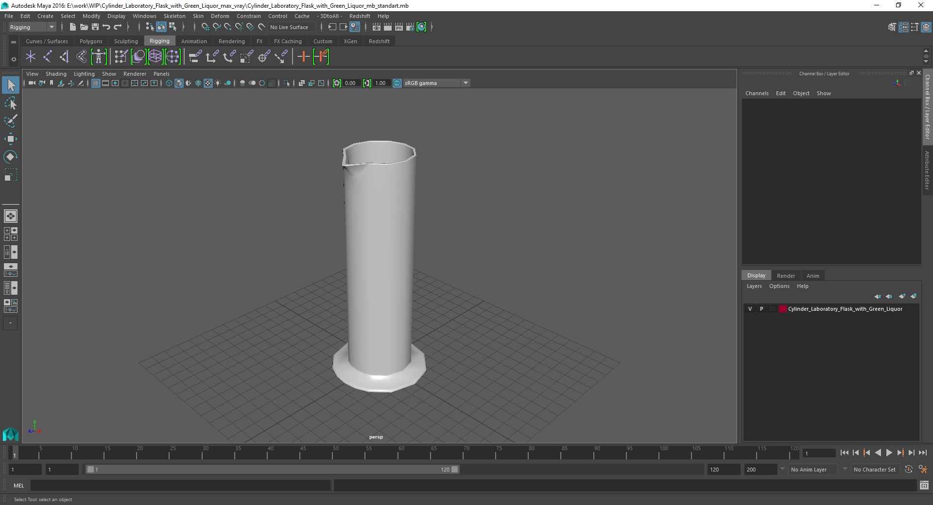 3D Cylinder Laboratory Flask with Green Liquor model