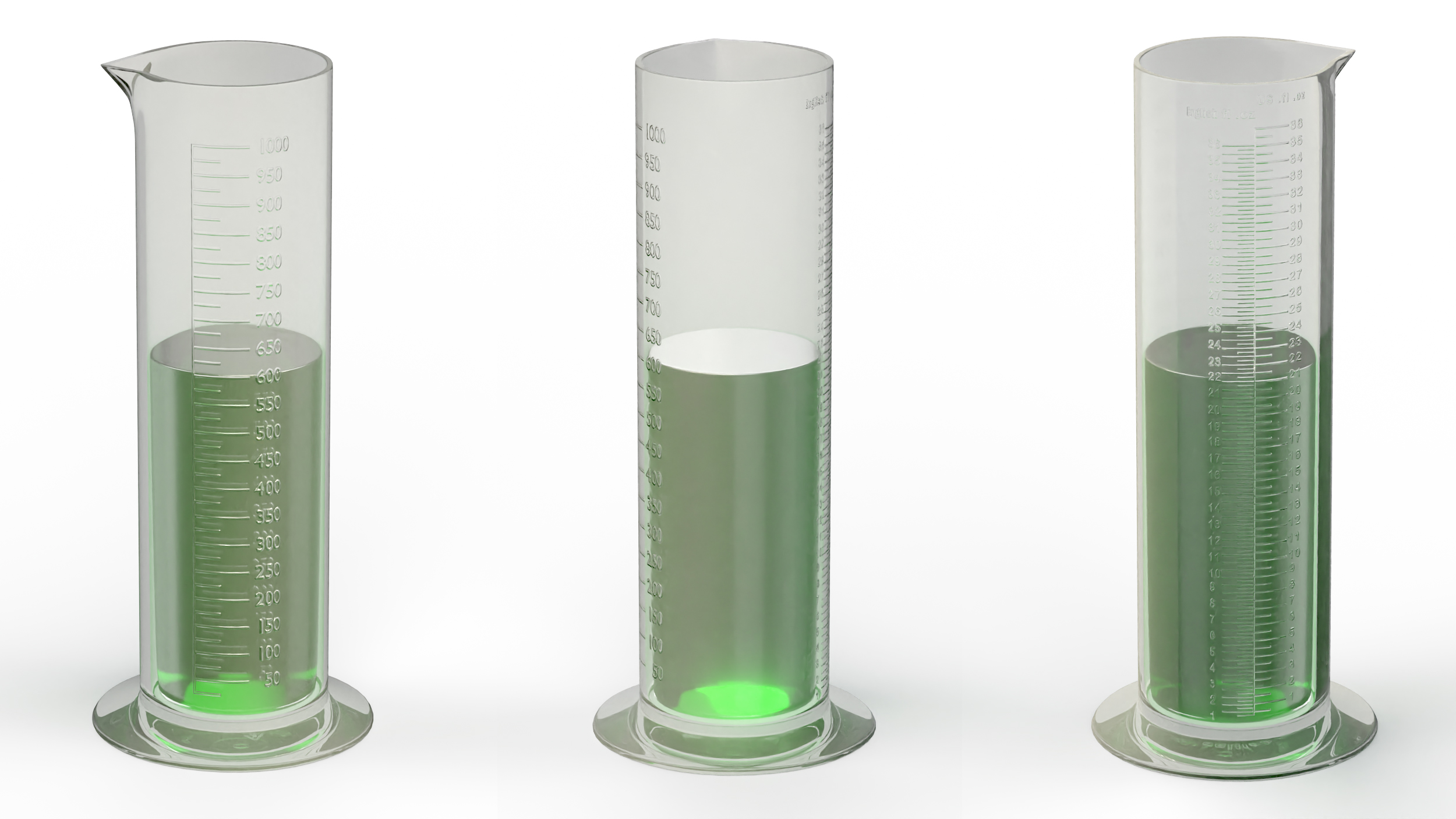 3D Cylinder Laboratory Flask with Green Liquor model