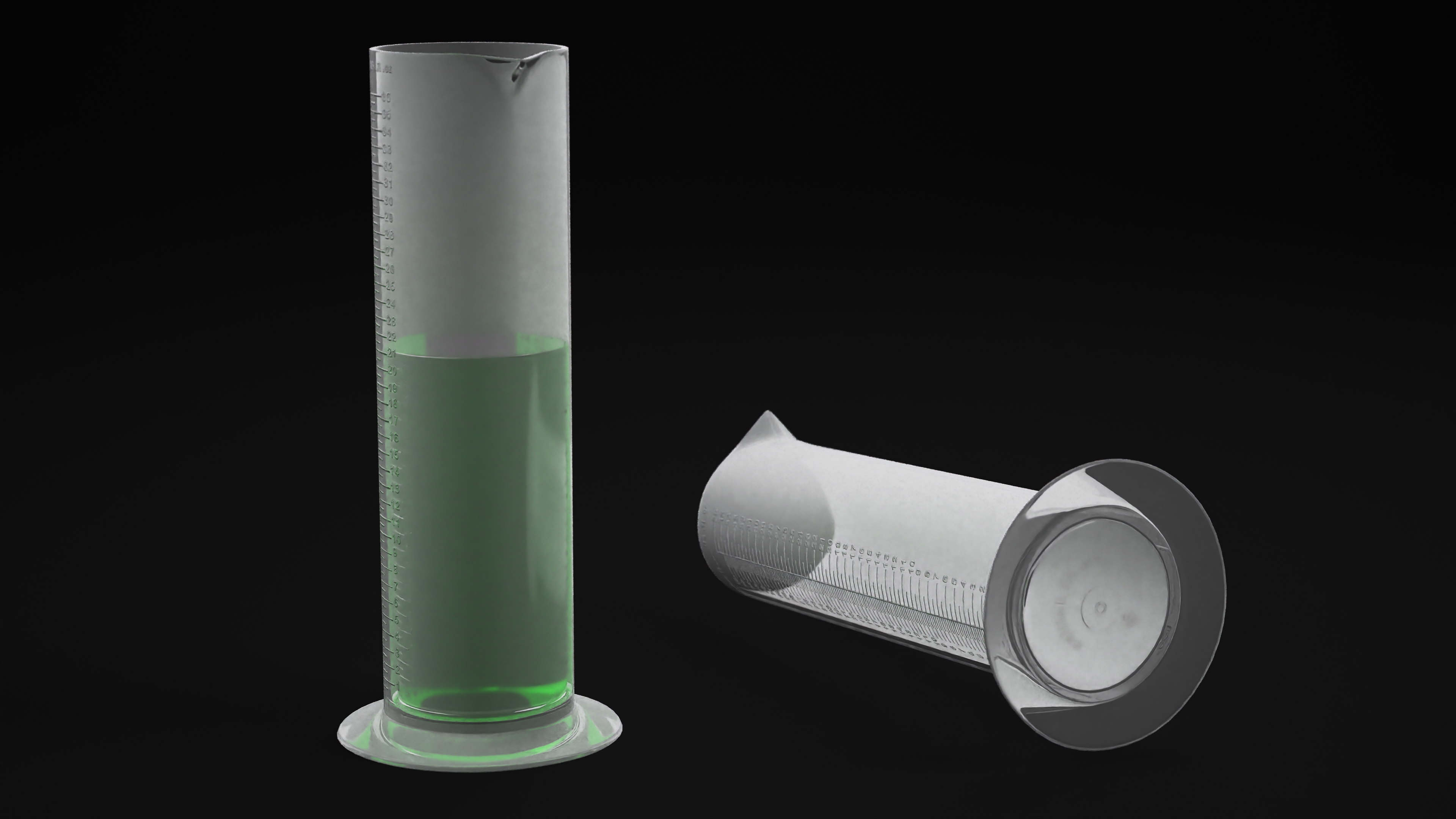 3D Cylinder Laboratory Flask with Green Liquor model