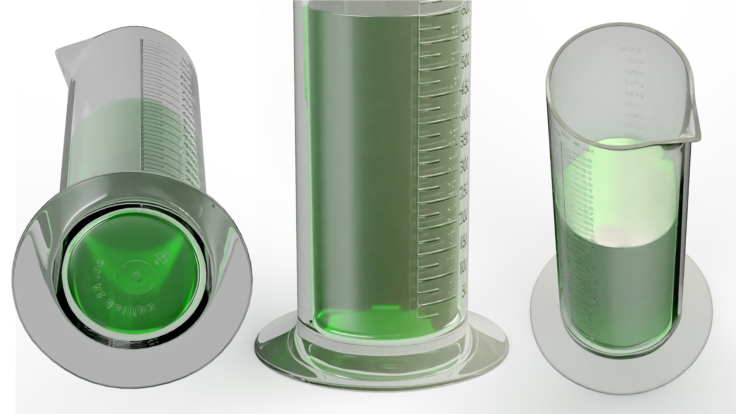 3D Cylinder Laboratory Flask with Green Liquor model