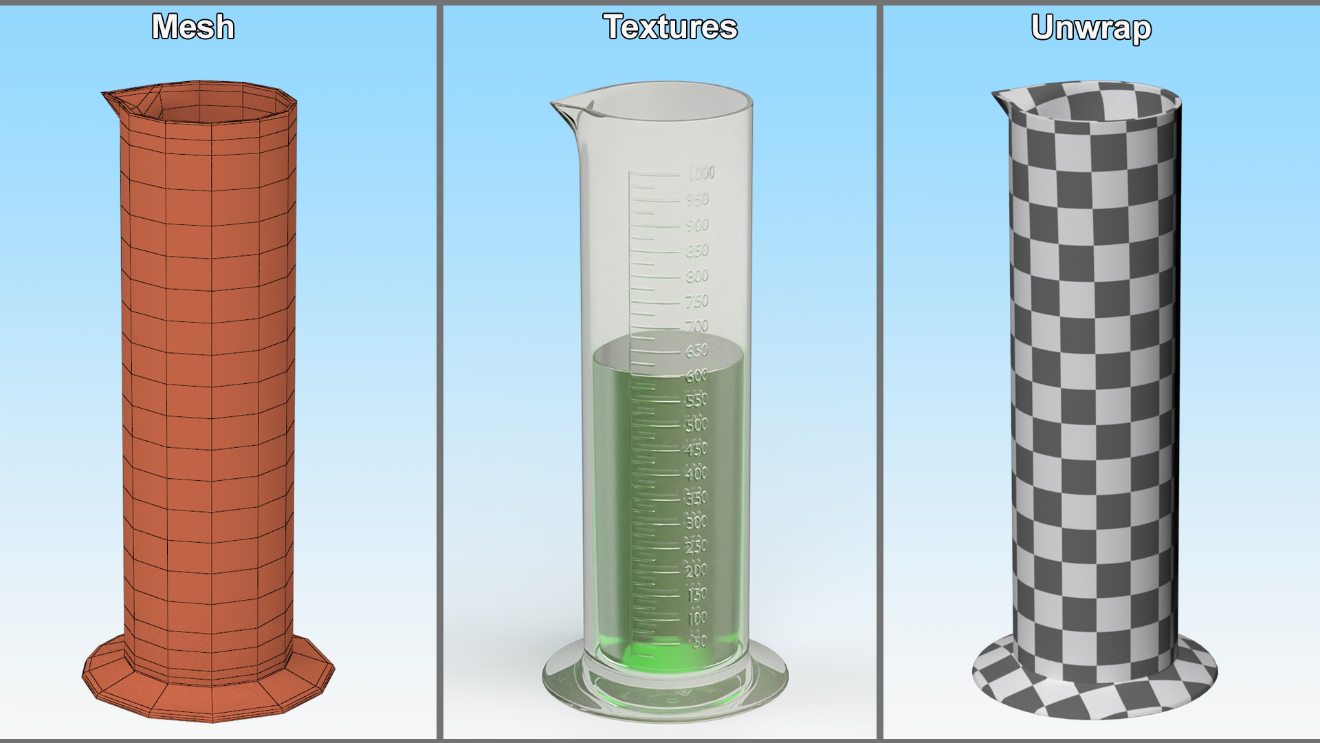 3D Cylinder Laboratory Flask with Green Liquor model