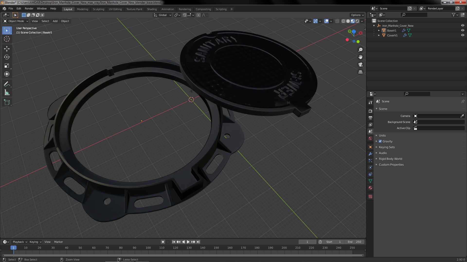 Iron Manhole Cover New 3D
