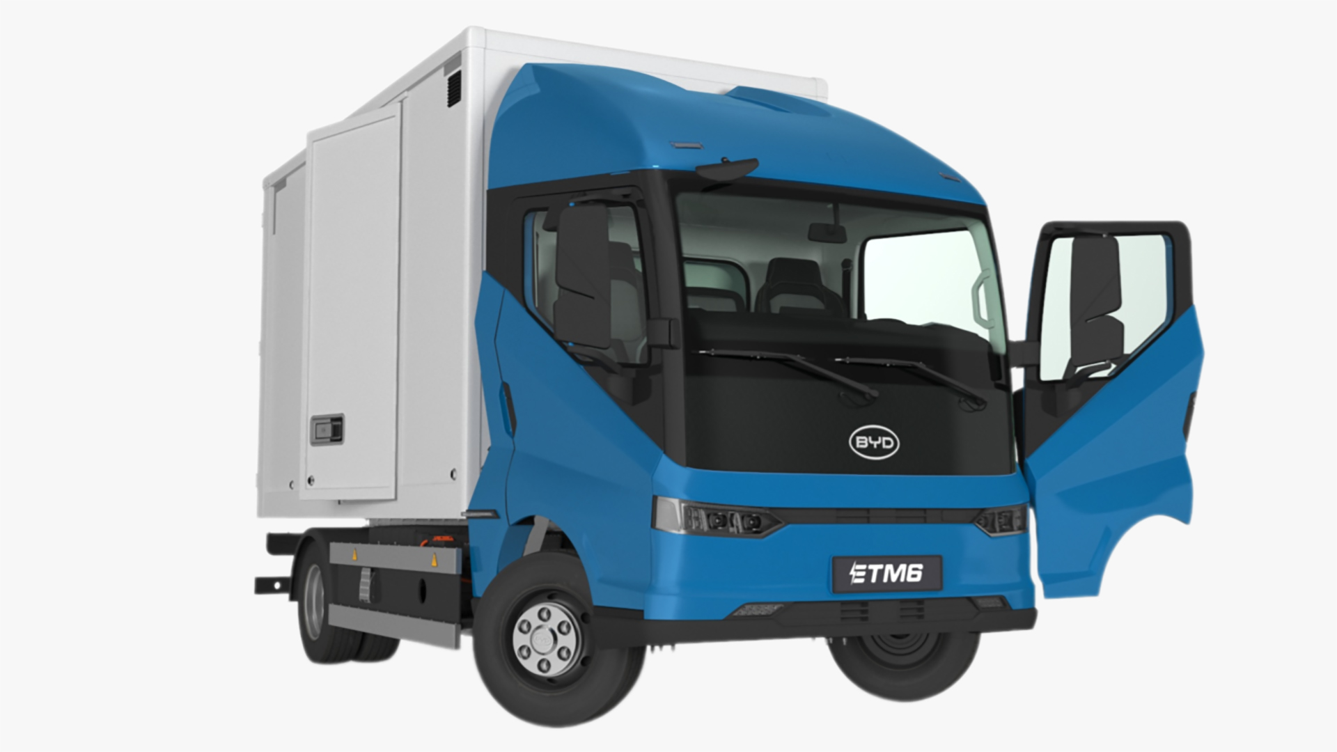 3D model Truck BYD ETM6 Blue Rigged for Cinema 4D
